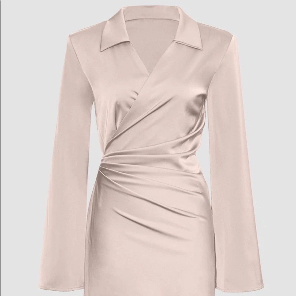 MICAS - Satin Wrapped Beige Dress